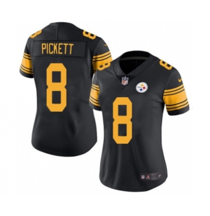 Women's Pittsburgh Steelers #8 Kenny Pickett Black Color Rush Limited Stitched Jersey(Run Small)