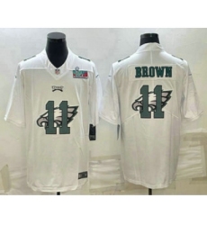 Men's Philadelphia Eagles #11 AJ Brown Super Bowl LVII Patch White Shadow Logo Limited Stitched Jersey