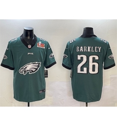 Men's Philadelphia Eagles #26 Saquon Barkley Green 2025 Super Bowl LIX Team Big Logo Vapor Untouchable Limited Stitched Football Jersey