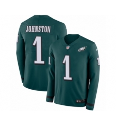 Youth Nike Philadelphia Eagles #1 Cameron Johnston Limited Green Therma Long Sleeve NFL Jersey