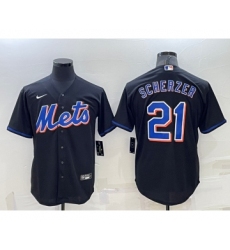 Men's New York Mets #21 Max Scherzer Black Stitched MLB Cool Base Nike Jersey