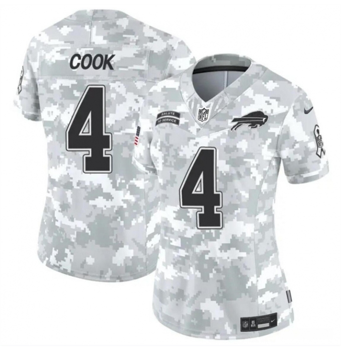 Women's Buffalo Bills #4 James Cook 2024 F.U.S.E Arctic Camo Salute To Service Limited Stitched Football Jersey(Run Small)