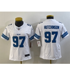 Women's Detroit Lions #97 Aidan Hutchinson White 2024 F.U.S.E. Vapor Limited Football Stitched Jersey(Run Smaller)
