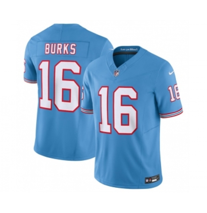 Men's Nike Tennessee Titans #16 Treylon Burks Light Blue 2023 F.U.S.E. Vapor Limited Throwback Stitched Football Jersey