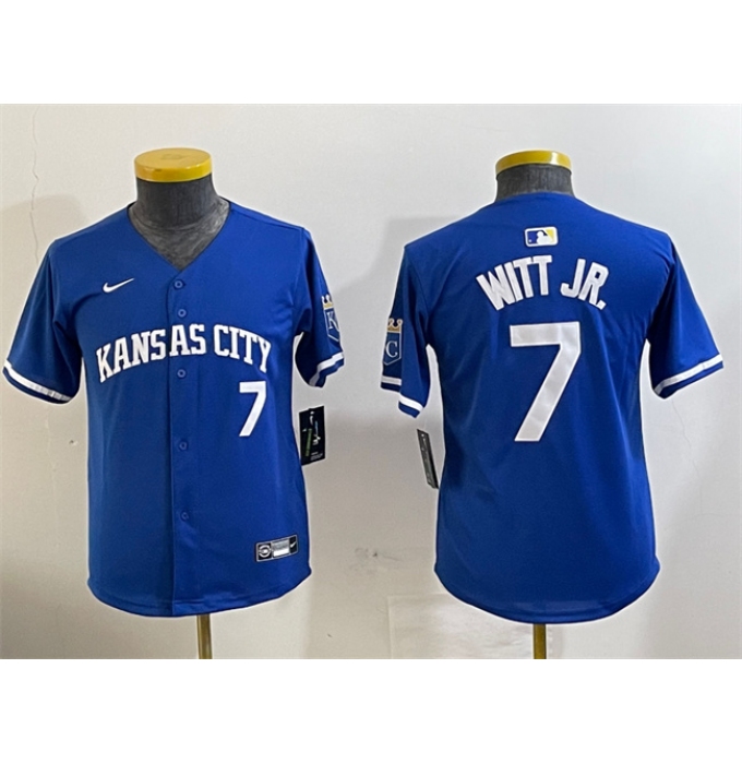 Youth Kansas City Royals #7 Bobby Witt Jr. Royal Limited Stitched Baseball Jersey