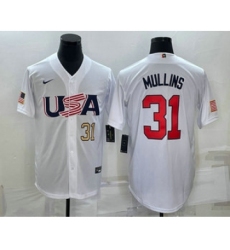 Men's USA Baseball #31 Cedric Mullins Number 2023 White World Classic Stitched Jersey