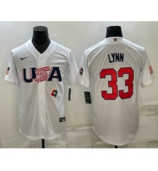 Men's USA Baseball #33 Lance Lynn 2023 White World Baseball Classic Stitched Jerseys