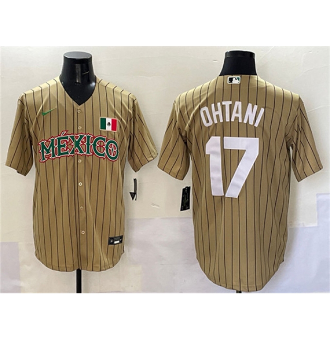 Men's Mexico Baseball #17 Shohei Ohtani Tan 2023 World Baseball Classic Stitched Jersey
