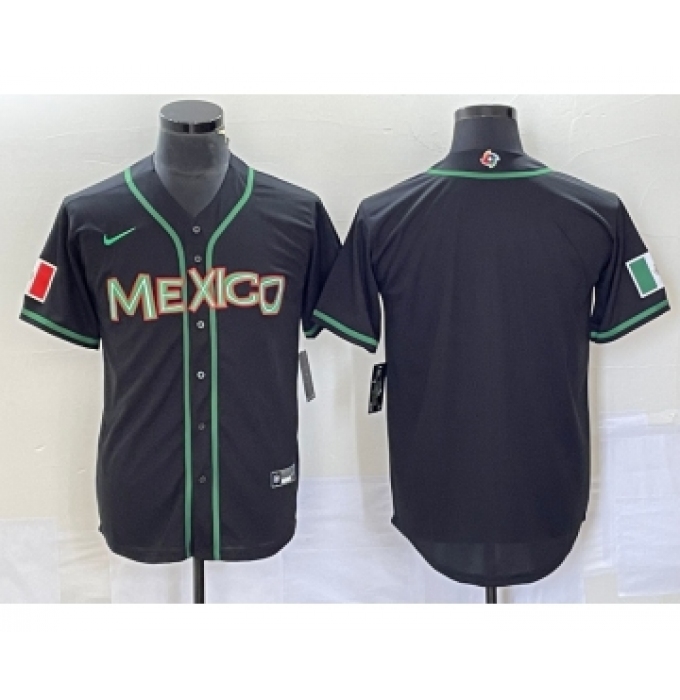 Men's Mexico Baseball Blank Black 2023 World Baseball Classic Stitched Jersey
