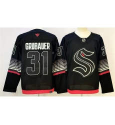 Men's Seattle Kraken #31 Philipp Grubauer Black 2026 Alternate Stitched Hockey Jersey