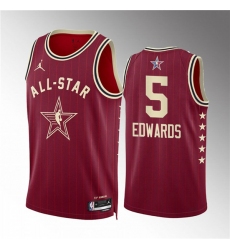 Men's 2024 All-Star #5 Anthony Edwards Crimson Stitched Basketball Jersey