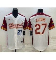 Mens Venezuela Baseball #27 Jose Altuve Number 2023 White World Baseball Classic Stitched Jersey