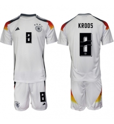 Men's Germany #8 Toni Kroos White 2024-25 Home Soccer Jersey Suit