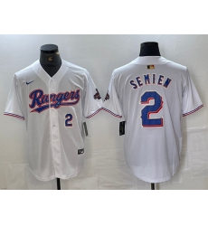 Men's Texas Rangers #2 Marcus Semien Number White 2023 World Series Champions Cool Base Jersey
