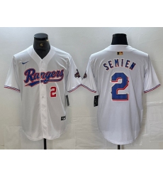 Men's Texas Rangers #2 Marcus Semien Number White 2023 World Series Champions Cool Base Jerseys