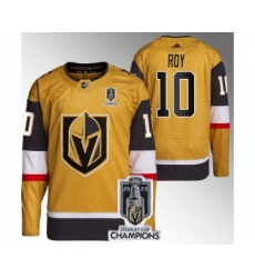 Men's Vegas Golden Knights #10 Nicolas Roy Gold 2023 Stanley Cup Champions Stitched Jersey