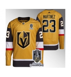 Men's Vegas Golden Knights #23 Alec Martinez Gold 2023 Stanley Cup Champions Stitched Jersey