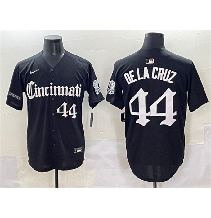 Men's Cincinnati Reds #44 Elly De La Cruz Black 'Gothic Queen City Edition' Vapor Premier Limited Stitched Baseball Jersey