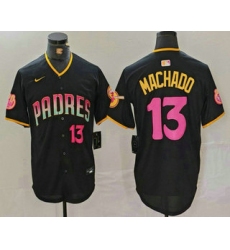 Men's San Diego Padres #13 Manny Machado Number Black 20th Anniversary Cool Base Stitched Jersey