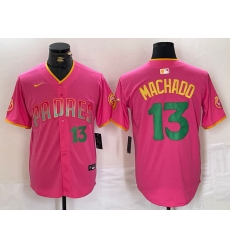 Men's San Diego Padres #13 Manny Machado Pink Cool Base Stitched Baseball Jerseys