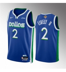 Men's Dallas Mavericks #2 Dereck Lively II Blue 2024 Finals City Edition Stitched Basketball Jersey