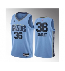 Men's Memphis Grizzlies #36 Marcus Smart Blue 2023 Draft Statement Edition Stitched Basketball Jersey