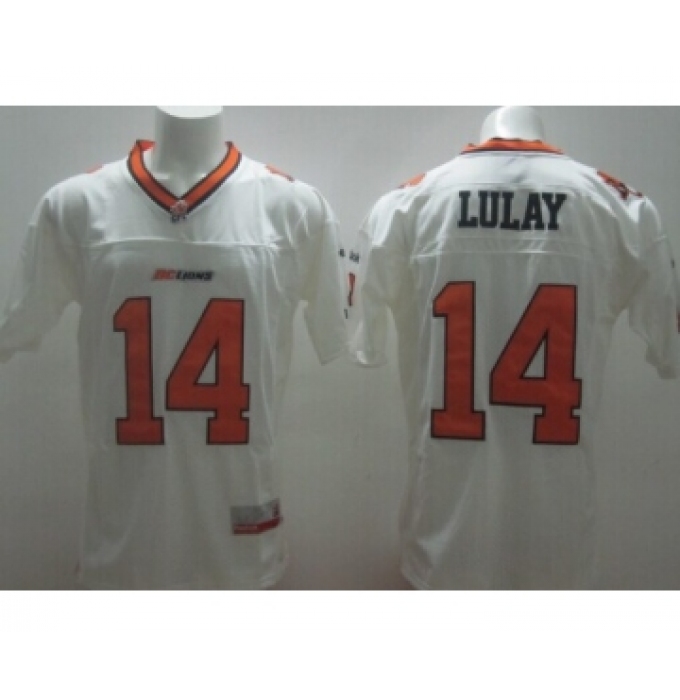 CFL BC Lions #14 Travis Lulay White Jersey