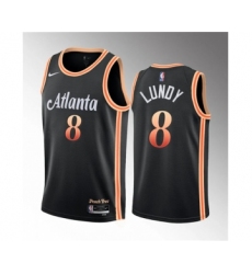 Men's Atlanta Hawks #8 Seth Lundy Black 2023 Draft City Edition Stitched Jersey