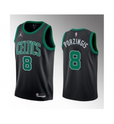 Men's Boston Celtics #8 Kristaps Porzingis Black 2023 Draft Statement Edition Stitched Basketball Jersey