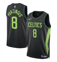 Men's Boston Celtics #8 Kristaps Porzingis Black 2024-25 City Edition Stitched Basketball Jersey