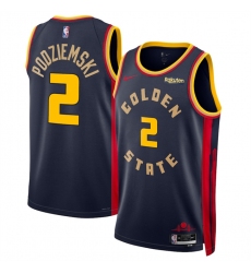 Men's Golden State Warriors #2 Brandin Podziemski Navy 2024-25 City Edition Stitched Basketball Jersey