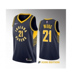 Men's Indiana Pacers #21 Isaiah Wong Navy 2023 Draft Icon Edition Stitched Basketball Jersey