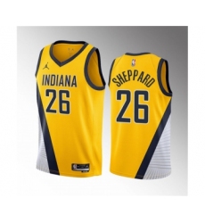 Men's Indiana Pacers #26 Ben Sheppard Yellow 2023 Draft Statement Edition Stitched Basketball Jersey