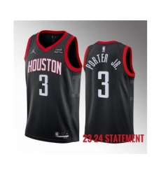 Men's Houston Rockets #3 Kevin Porter Jr. Black 2023 Statement Edition Stitched Basketball Jersey