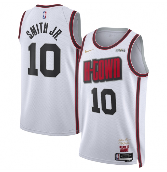 Men's Houston Rockets #10 Jabari Smith Jr. White 2024-25 City Edition Stitched Jersey