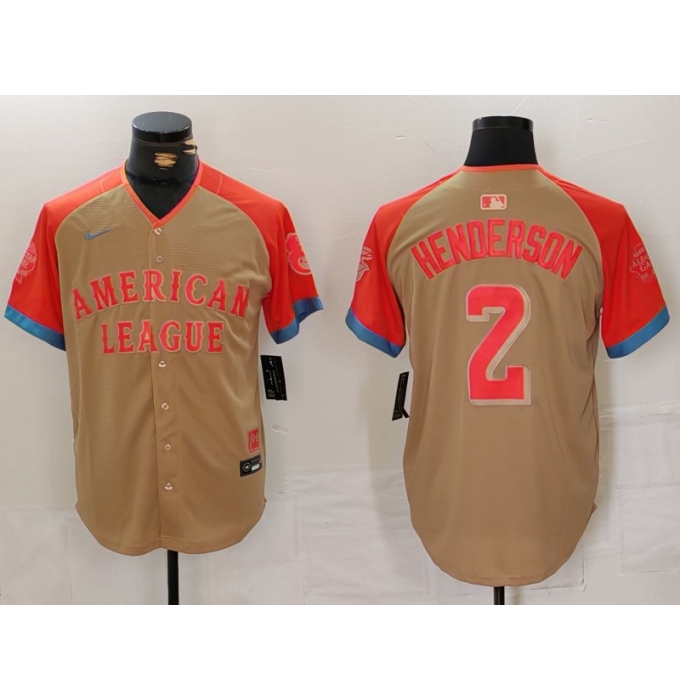 Men's Baltimore Orioles #2 Gunnar Henderson Number Cream 2024 All Star Limited Stitched Jersey