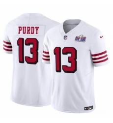 Men's San Francisco 49ers #13 Brock Purdy 2023 F U S E New White Vapor Untouchable Limited Stitched Football 2024 Super Bowl LVIII Jersey
