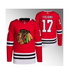 Men's Chicago Blackhawks #17 Nick Foligno Red Stitched Hockey Jersey