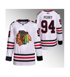 Men's Chicago Blackhawks #94 Corey Perry White Stitched Hockey Jersey