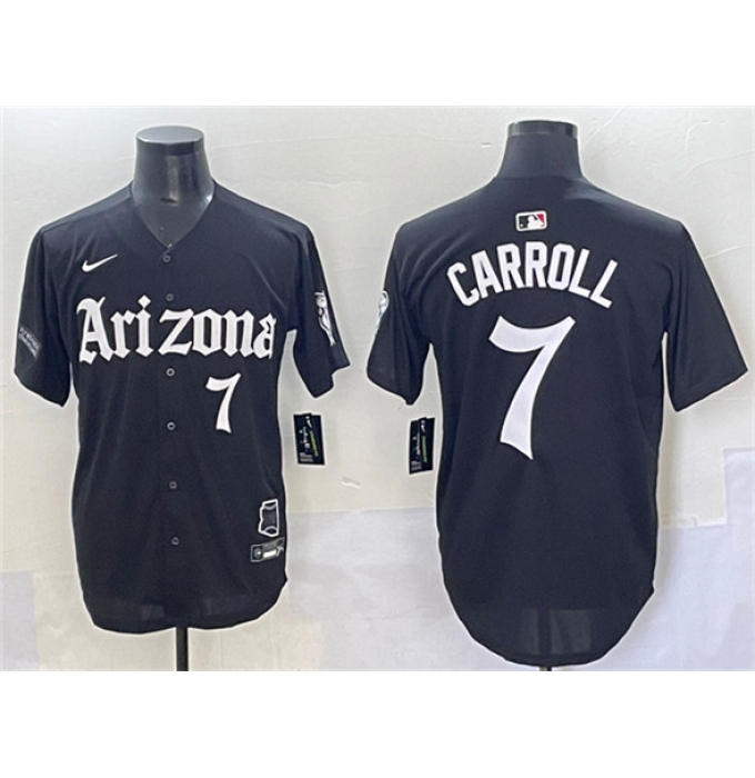 Men's Arizona Diamondbacks #7 Corbin Carroll Black 'Gothic Desert Fang Edition' Vapor Limited Stitched Baseball Jersey