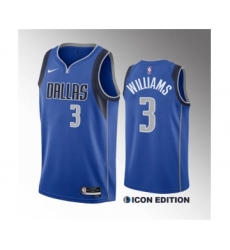 Men's Dallas Mavericks #3 Grant Williams Blue Icon Edition Stitched Basketball Jersey