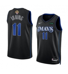 Men's Dallas Mavericks #11 Kyrie Irving Black 2024 Finals City Edition Stitched Basketball Jersey