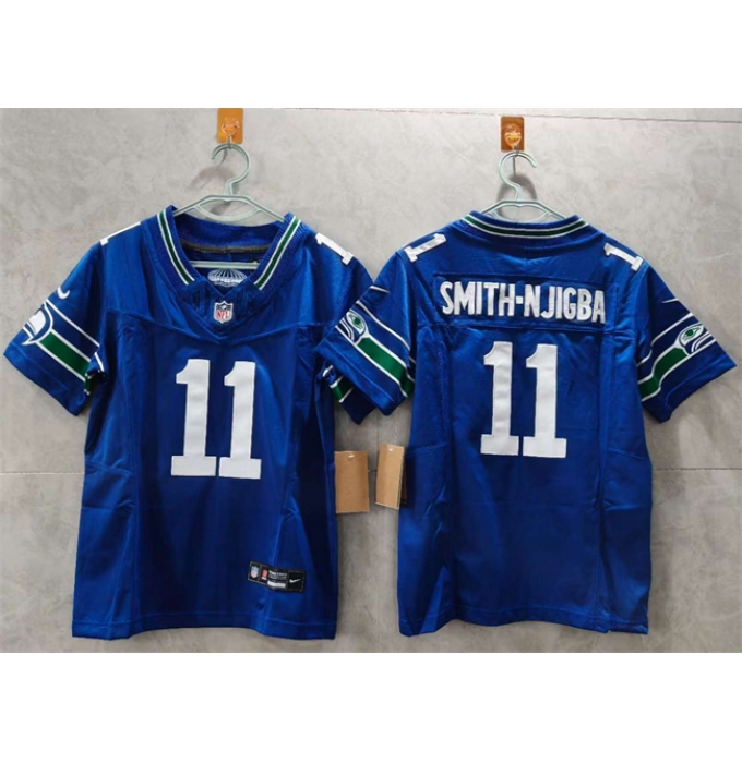 Women's Seattle Seahawks #11 Jaxon Smith-Njigba Royal 2024 F.U.S.E Throwback Vapor Limited Stitched Football Jersey(Run Small)