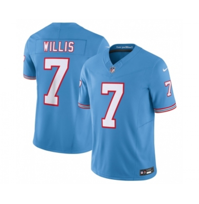 Men's Nike Tennessee Titans #7 Malik Willis Light Blue 2023 F.U.S.E. Vapor Limited Throwback Stitched Football Jersey