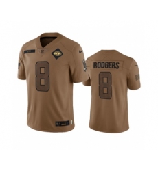 Men's Nike New York Jets #8 Aaron Rodgers 2023 Brown Salute To Service Limited Football Stitched Jersey