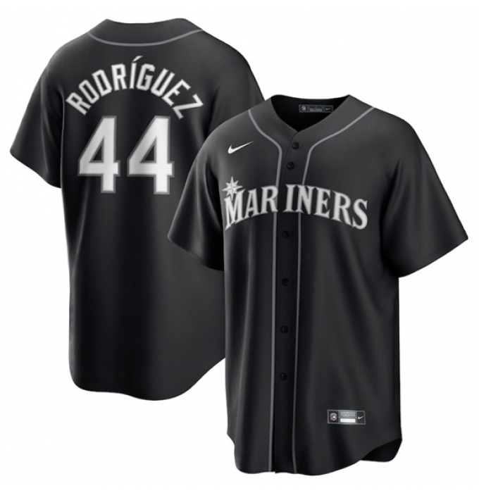 Men's Seattle Mariners #44 Julio Rodríguez Black Lights Out Limited Stitched Baseball Jersey
