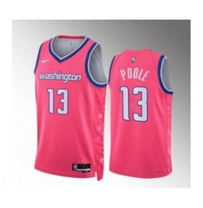Men's Washington Wizards #13 Jordan Poole Pink Cherry Blossom City Edition Limited Stitched Basketball Jersey