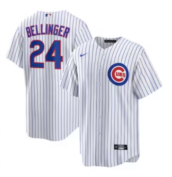 Men's Nike Chicago Cubs #24 Cody Bellinger NWhite-Royal Home Official Replica Player Jersey