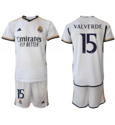 Men's Real Madrid #15 Valverde 2023-24 White Home Soccer Jersey