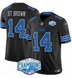 Men's Detroit Lions #14 Amon-Ra St. Brown Black 2024 NFC North Champions F.U.S.E. Vapor Limited Stitched Jersey